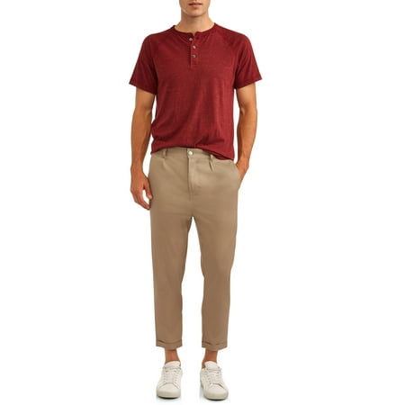 Elwood Mens Cropped Cuffed Twill Pleated Pants